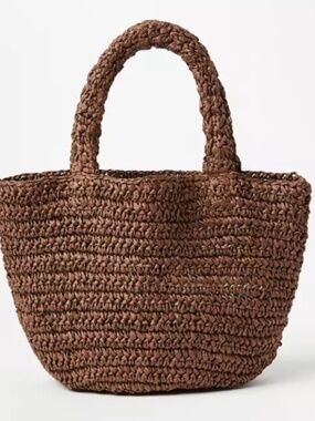 NWT Loft Raffia Bag Chocolate Brown